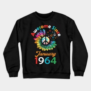 Funny Birthday Quote, Awesome Since January 1964, Retro Birthday Crewneck Sweatshirt